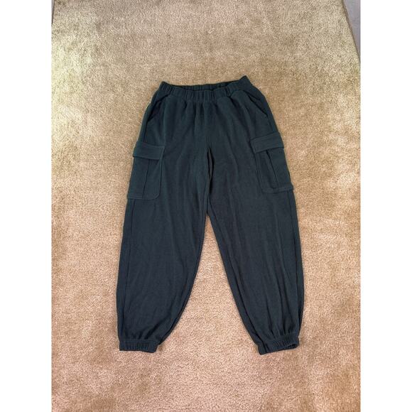 Aerie Waffle Knit Ribbed Pull On Cargo Pants Green Size Small S Boho E219 - Picture 1 of 10